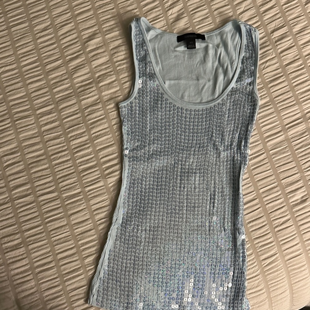 Express Silver Sequin Tank Top